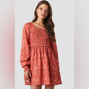 XLE THE LABEL Sandy Smocked Mini Dress- Red Flower